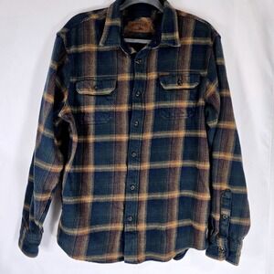 Orvis Flannel Shirt Classic Collection Plaid‎ Button Up Long Sleeve L Heavy Work
